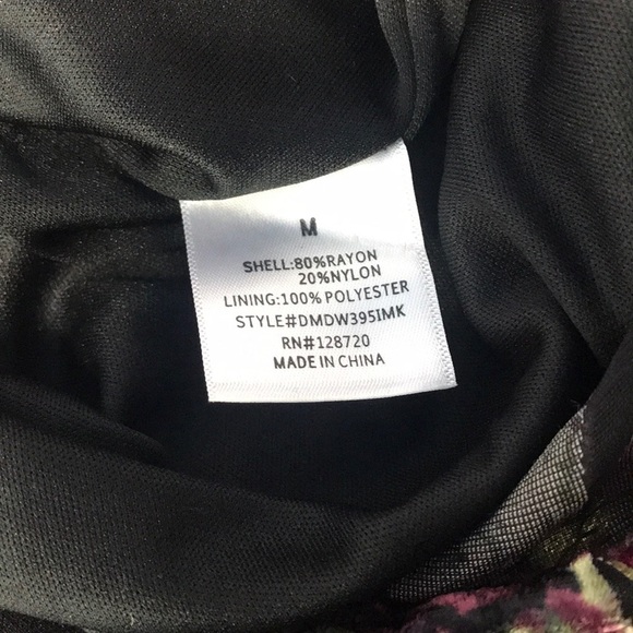 Mi Ami Mini Sundress Black Pink Velveteen Flowers Strappy lined #A9 - Picture 8 of 9